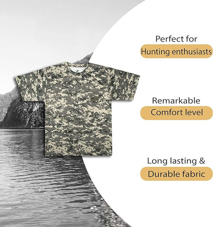 Men's Patriotic Camo T-Shirt: USA Flag Embroidery, Camouflage Street & Gym Wear, Chest Pocket, Hunting Apparel