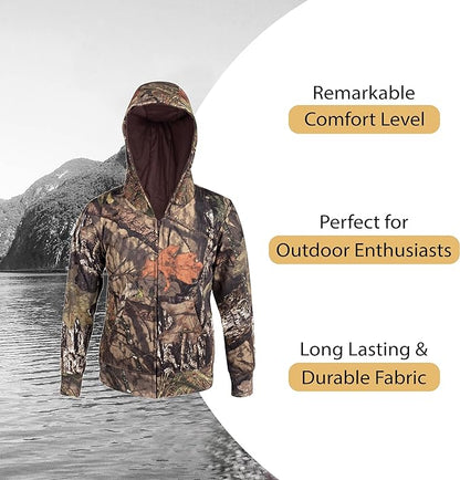 Mooselander – Kid's and Youth Zip Hoodie in Mossy Oak Country Print, Camo Hoodie, Comfortable and Warm, Perfect for Outdoors