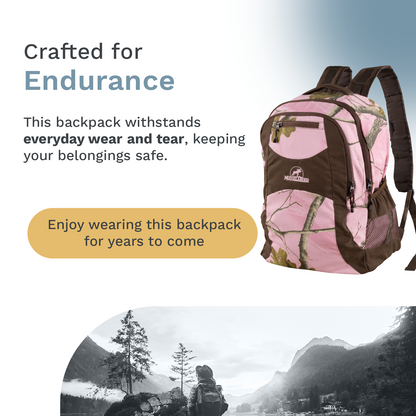 Mooselander - Camo Backpack in Licensed Realtree Prints, Lightweight and Durable Backpack, Hiking and Hunting with YKK Zipper