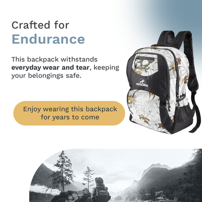 Mooselander - Camo Backpack in Licensed Realtree Prints, Lightweight and Durable Backpack, Hiking and Hunting with YKK Zipper