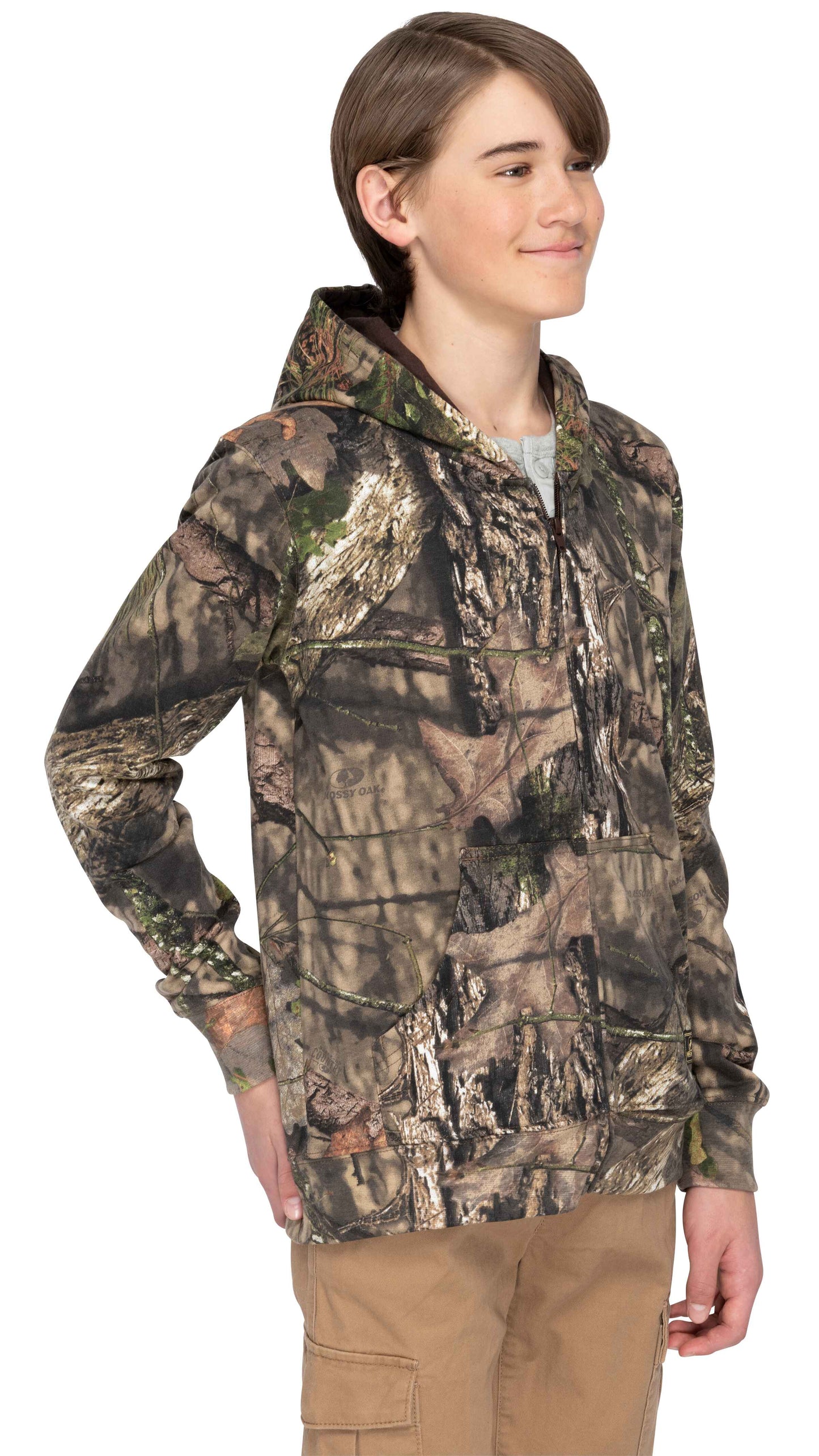 Mooselander – Kid's and Youth Zip Hoodie in Mossy Oak Country Print, Camo Hoodie, Comfortable and Warm, Perfect for Outdoors