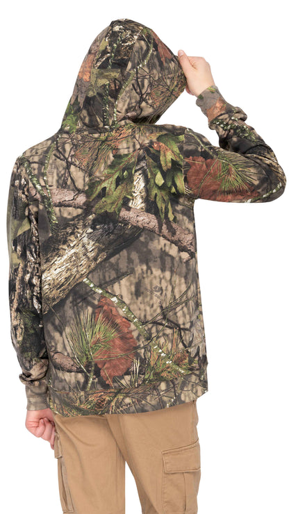 Mooselander – Kid's and Youth Zip Hoodie in Mossy Oak Country Print, Camo Hoodie, Comfortable and Warm, Perfect for Outdoors