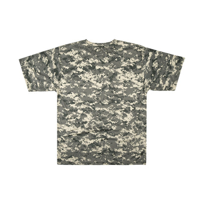 Men's Patriotic Camo T-Shirt: USA Flag Embroidery, Camouflage Street & Gym Wear, Chest Pocket, Hunting Apparel