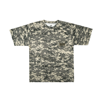 Men's Patriotic Camo T-Shirt: USA Flag Embroidery, Camouflage Street & Gym Wear, Chest Pocket, Hunting Apparel