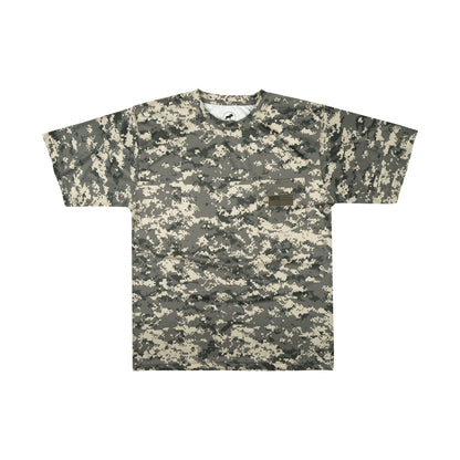 Mooselander Kid's Patriotic Camo T-Shirt: USA Flag Embroidery, Camouflage Street & Gym Wear, Chest Pocket, Hunting Apparel