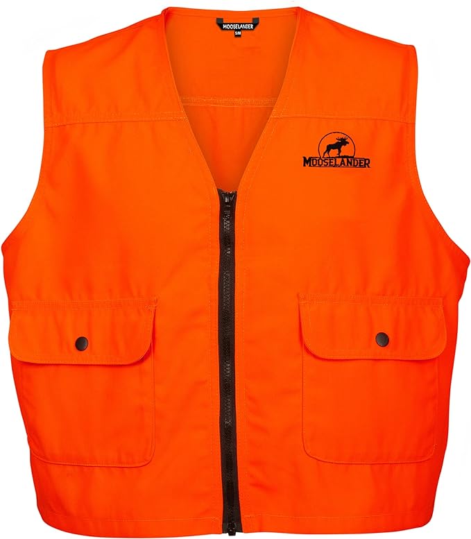 Mooselander - Men's Blaze Orange Safety Vest, Perfect for Hunting and Outdoor Activity