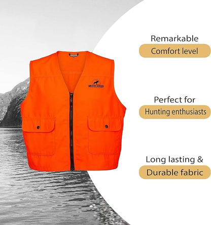Mooselander - Men's Blaze Orange Safety Vest, Perfect for Hunting and Outdoor Activity