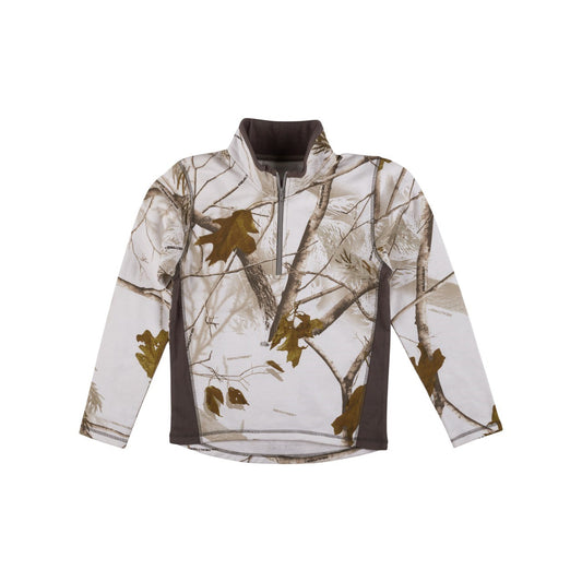 Youth 1/4 Quarter Zip Fleece Sweater in Realtree AP Snow Camo Print